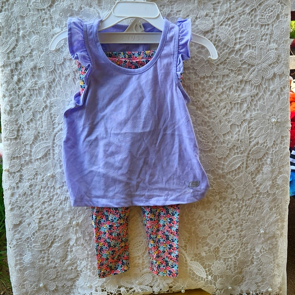 Sketchers racer back ruffled tank outfit 2T